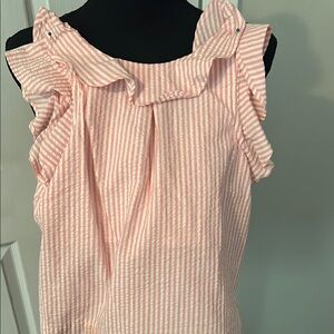 Crewcuts Pink and White Ruffled Bib Collar Blouse
